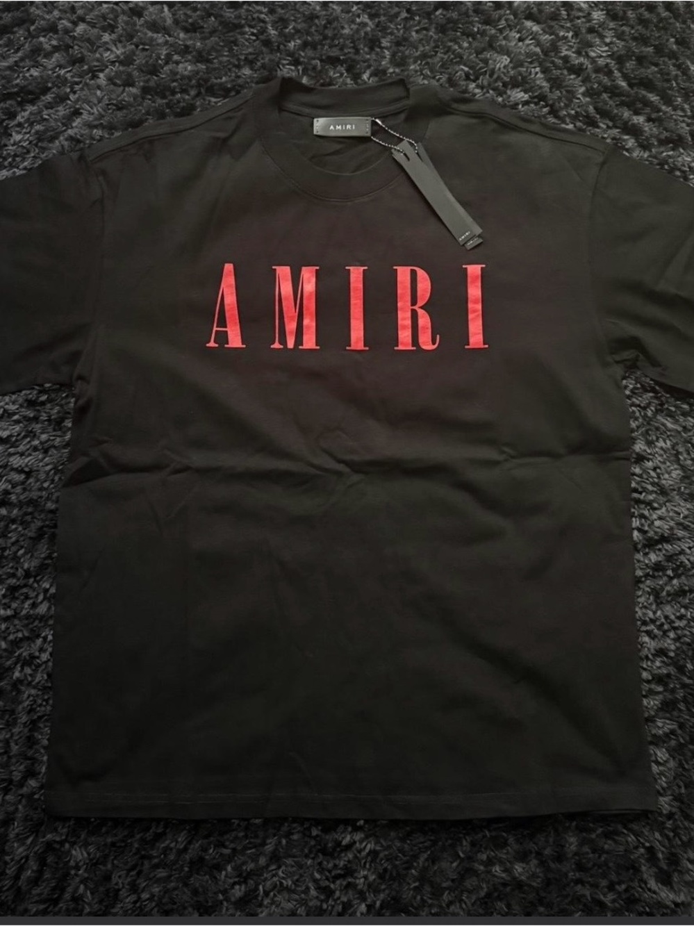 AMIRI Black Short-Sleeve Tee with Red AMIRI Logo Size Men S